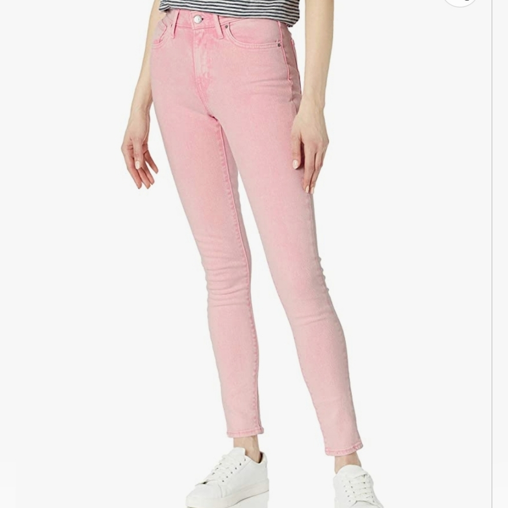 LEVIS 721 HIGH RISE SKINNY  WOMENS ZIP-FLY STRETCH STONEWASHED PINK JEANS: 31X30